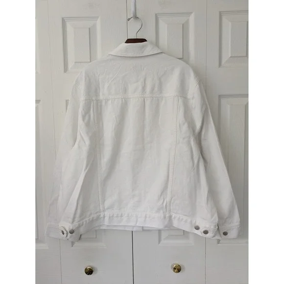 J.Crew Relaxed Denim Jacket Womens Size XXL White NWT‎ $128 CJ090 - Picture 4 of 7